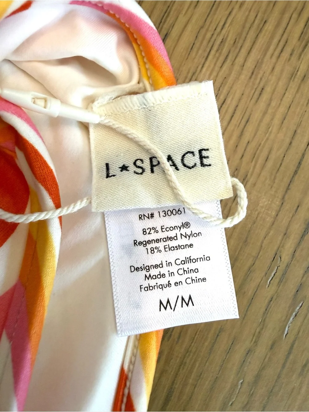L*Space Helena Bikini Top Sz M Pink Orange Swirl Print Underwire Swim NWT